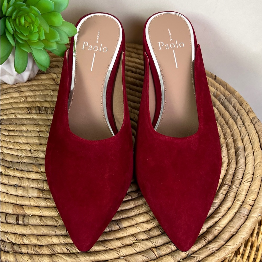 Linea Paolo Zadie Aurora Red Kid Suede Block Mule 8 - Picture 3 of 9